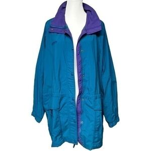 Vintage Columbia Sportswear 90s Color Block Windbreaker Jacket Blue Women Large